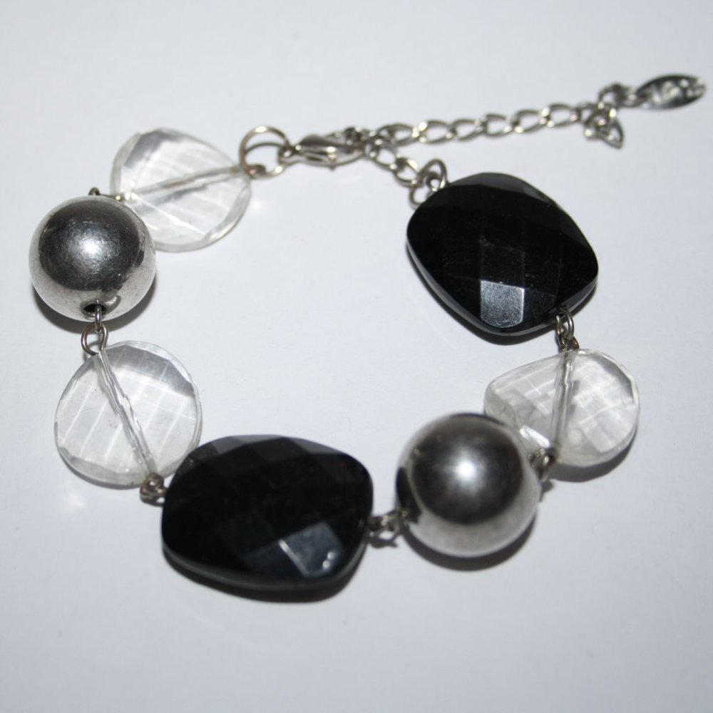 Beautiful silver and black bracelet adjustable